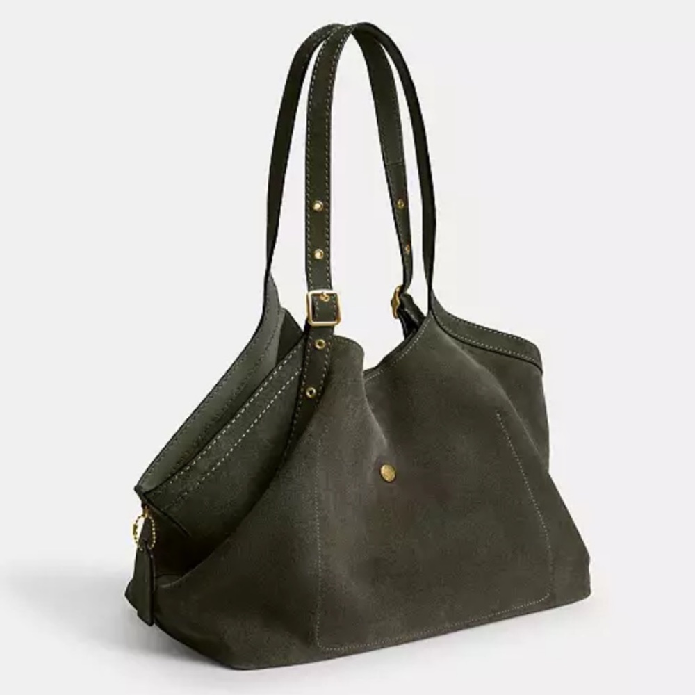 Coach Olive Green Gramercy Suede Tote Bag - Picture 2 of 8